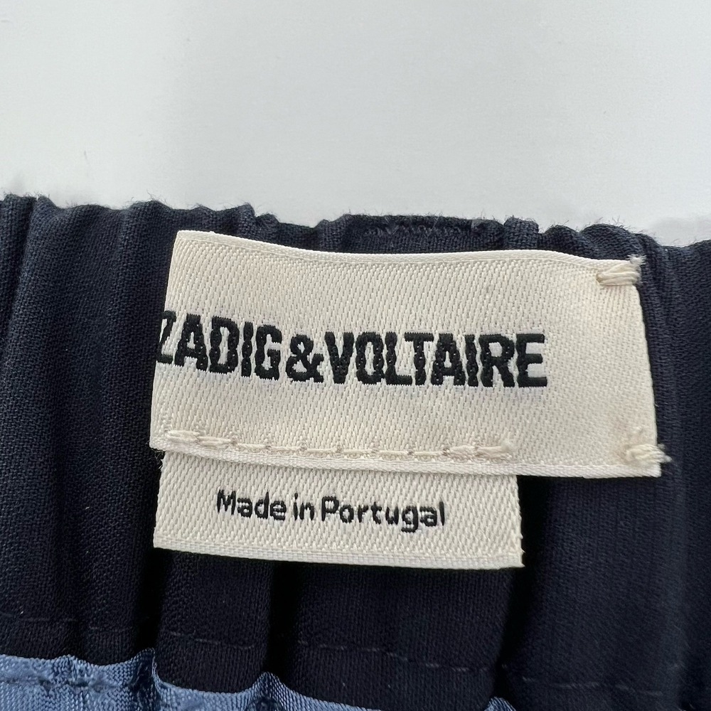 Zadig & Voltaire Pomelo Pant Size 36 Navy Silver Glitter Side Ankle‎ Trouser - Picture 7 of 9